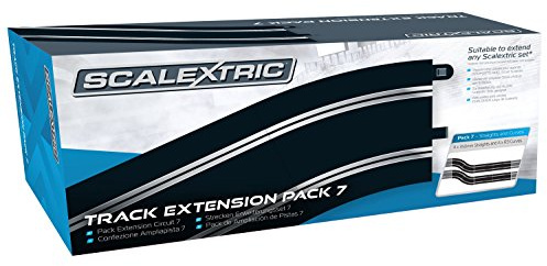 Scalextric Pack de extensión de vía 7-4 x Rectas de 350 mm, 4 x Curvas de Radio 3 de 22,5°
