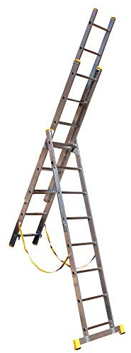 Trade Master Pro® 3 Section Stair Combi-All-in-One Extension Ladder, Step Ladder & Free Standing Ladders | Lightweight Aluminium | 150kg Weight Rating | EN131 Certified | Size: 3x8