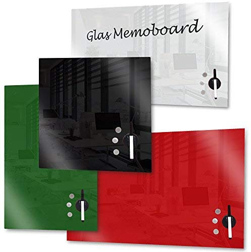 Rapid Teck® Memoboard Glas Magnettafel Grün 45cm x 50cm Glastafel inkl Zubehör Glasboard Whiteboard Wandtafel Magnet-Board