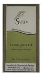 SVATV Ätherisches Zitronengrasöl, Aromatherapieöle in therapeutischer Qualität, Duftöl für Diffusor, Yoga, Massage und Heimwerker-Körperpflege, 10 ml