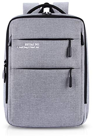 FANDARE Casual Hombres Mochilas Escolares 12.9 Pulgadas Laptop Mochila con USB Agujero del Auricular Bolso de Escuela Outdoor Viajes Rucksack Impermeable Poliéster Gris