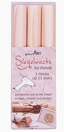 gravurART Siegelwachs flexibel, 11mm Durchmesser für Wachspistole, Farbe Champagner-perl. 3 Stangen