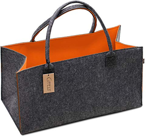G'FELT Premium Filztasche – stabile Einkaufstasche & Filzkorb – ideal als Kaminholztasche, Zeitungskorb & Freizeittasche