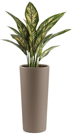 Veca Übertopf groß rund 'Clou' - Hochwertige Blumentöpfe und Pflanzkübel - Taupe - 65 cm hoch x 30 cm Durchmesser