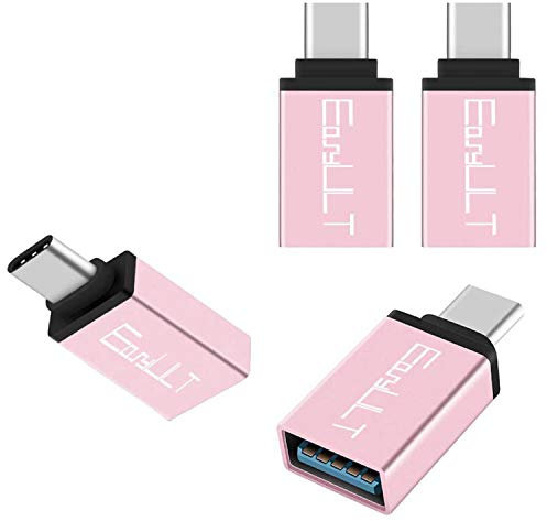 EasyULT Adattatore USB C a USB 3.0 [4 Pezzi], Adattatore Tipo-C a USB A con OTG Connettore Alta Velocità Compatible per Galaxy S8/LG Q8/OnePlus 5T/Honor 9 e Altri Dispositivi USB C (Oro rosa)