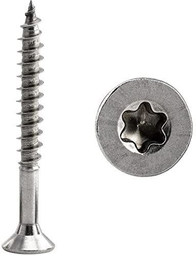 Spanplattenschrauben 4x60 Holzschrauben Torx Schrauben Holz (50 Stück) Universalschrauben Selbstschneidende Schrauben Edelstahl FASTON®