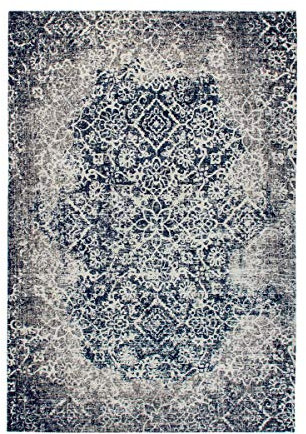 KADIMA DESIGN Jacquard-gewebter Flachflorteppich Iver 80 x 150 cm Grau/Multi 70% Baumwolle, 30% Polyester-Chenille Handgewebt