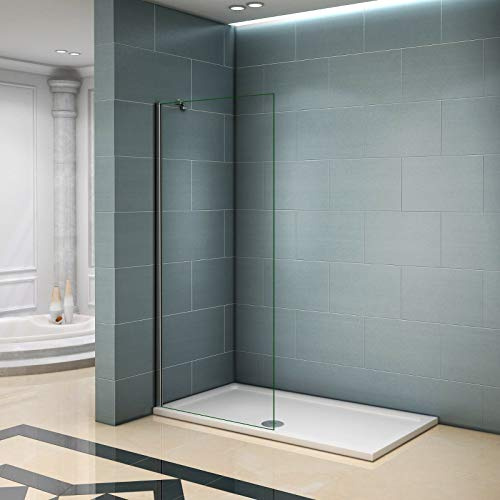 AICA Box Doccia 80x200cm Parete Walk In Vetro 8mm+Barra 45cm | Trasparente, Easyclean