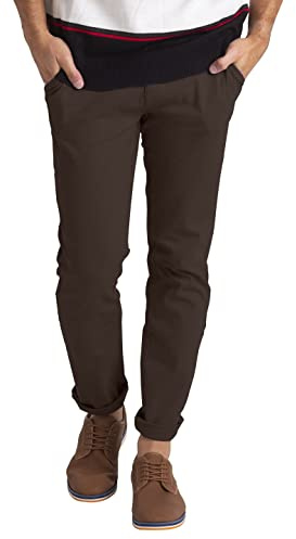 westAce Mens Chino Trousers Athletic-fit Flat-Front Casual Stretch Cotton Classic Pants with Phone Pocket | Sizes 30W-40W | High-Rise Work Pants for Men (Chocolate Brown, 34W x 32L)