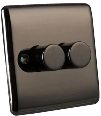 Caradok 2 Gang LED Dimmer Switch - Black Nickel