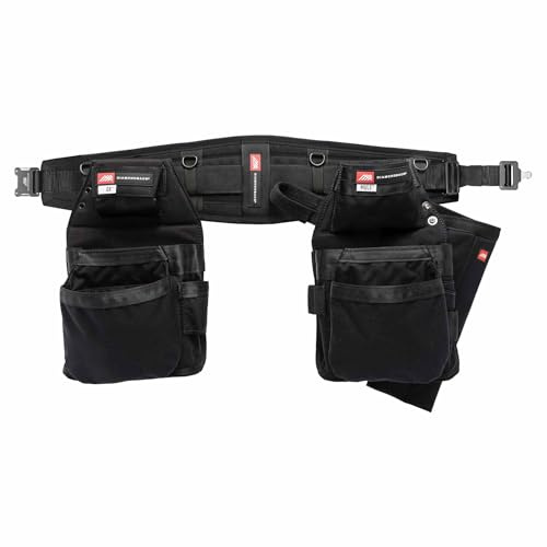 The Diamondback GRRande 2.0 Tool Belt System, Right Handed, Black, Small | for Carpenter Framer Roofer | Padded 5 Pockets, 13 Slots, 2 Loops | Holds Drill Bit Index, Speed Square, Measuring Tape