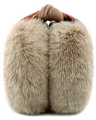 FSTEOE Women Winter Ear Muffs Foldable Girl Ear Warmer Fashion Furry Earmuff Soft Ear Cover Cold Weather (A-Khaki)