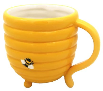 Puckator Tazza Sottosopra in Ceramica a Forma di Alveare - Api - Tazze da Colazione e da Tè Originali e Particolari