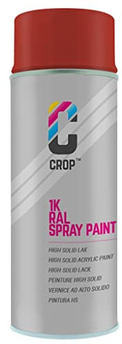 CROP Lackspray RAL 3000 Feuerrot - Hohe Deckkraft, SCHNELLE TROCKNUNG, 100% inaltérable - Auto, Motorrad & Heimwerken - Seidenglänzend - 400 ml