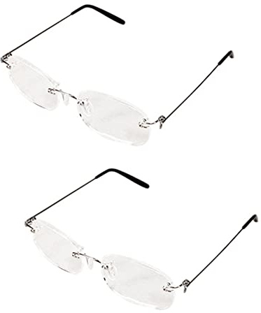 NONDK 2 x läsfria unisex flexibla 2,00 ljusglasögon lins med låda
