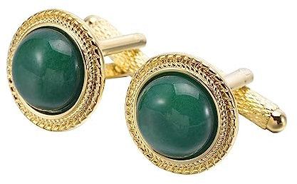 Epinki Manschettenknöpfe mit Gravur, Rund Stein Manschettenknöpfe Hochzeit Herren, Manschettenknöpfe Gold Grün Hochzeitsgeschenke