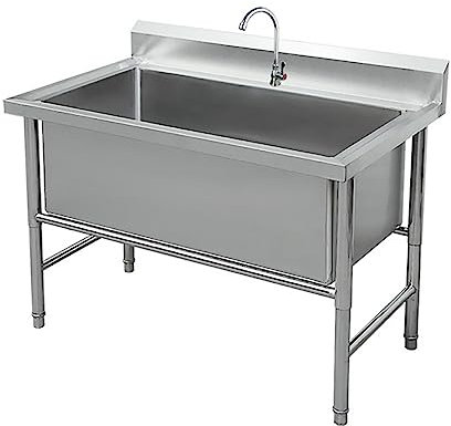 Lavello A Una Vasca In Acciaio Inox Lavamani Con Schienale Alto 15cm Lavello Da Cucina Commerciale Con Rubinetto E Piedini Regolabili Lavandino Da GiardinoProfondità Della Fessura 30cm Per Garage ( Si