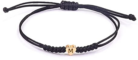 GLLBTPT Initial Bracelets Herzen Initiale Handgemachte Verstellbare Seil Armband, personalisierte Kommunion Geburtstag Geschenk für Frauen(M)