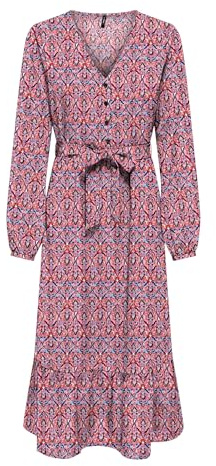 Onlnova Life Elite Amy Long Dress AOP, Red Orange/AOP:591 Soul, XS