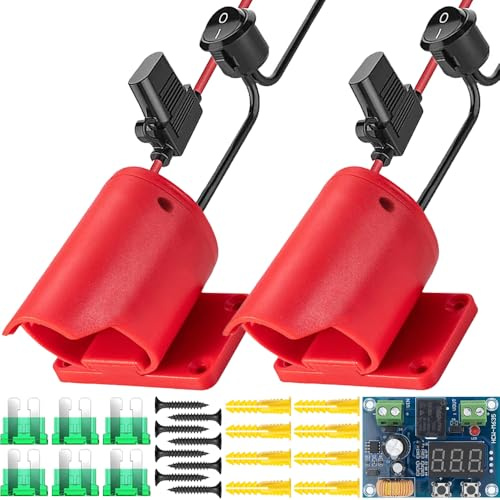 Xiatiaosann Power Battery Adapter for Milwaukee M12 12V Battery Kit, Power Connector 14AWG Robotic with Wire Harness Fuse, Low-voltage Protection Module, Screws, PlasticScrews (2 Pack)