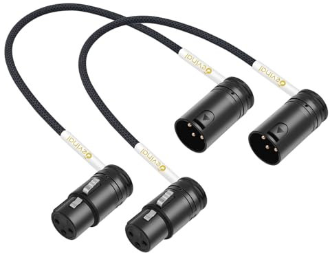 Devinal Rotatable Right-Angle XLR Cable, Adjustable-Angle Low-Profile XLR Microphone Adapter Connector, Right-Angle Male to Right-Angle Female Mic Cord 0.7 FT 2 pcs