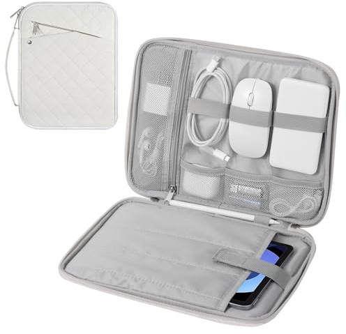MoKo 9-11 Zoll Tablet Sleeve Tragetasche mit Griff, gepolsterte Schutztasche für 11 Zoll iPad Air M3, iPad A16 2025, Pro 11 2024, 10th Gen 10.9, Air 5/4th 10.9, 9/8. 10.2, Tab S9/S8 11, Weiß