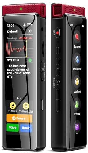 Grabadora de voz Innioasis R1 de 136 GB con reproducción, transcripción AI y Bluetooth, dispositivo grabador de audio con visualización táctil completa y almacenamiento ampliable hasta 1 TB