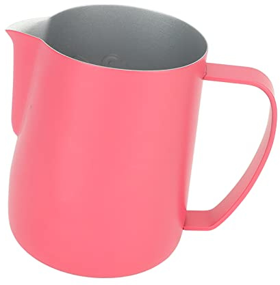 Akozon Jarras de café Latte Art Diseño Biselado 450 Ml Menos Jarra de Espuma de Leche de Acero para café Leche Amarillo Pálido Accesorios Profesionales para Uso (rojo)