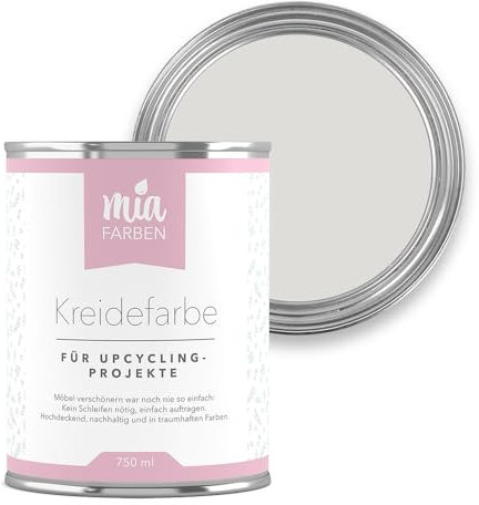 miafarben Kreidefarbe für Möbel 750ml, Möbellack, Möbelfarbe ohne schleifen, Kreidefarbe für Holz (Ruhiges Felslicht)