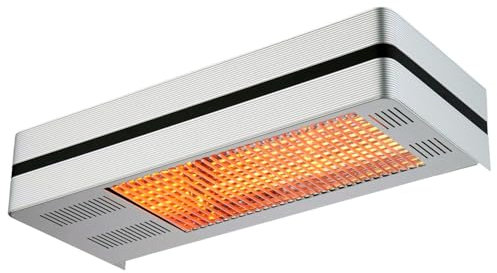 Mpc Murcia 2000w Riscaldatore a Infrarossi Da Patio Con 2000w Regolabile Argento Realizzato In Acciaio e Alluminio Telecomando Con Timer Incluso Protezione Ip65 Ideale Per Dehors e Ambienti Interni