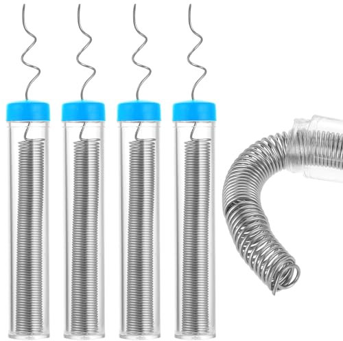 HJZHII 4er Pack Lötzinn, 0,1 cm Dicke 9 x 1,6 cm 10 g/Rolle Silber Reparatur Lötdraht silber Lötzinn für Elektronikreparaturen Heimwerker und Lötarbeiten