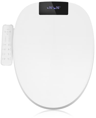 Electronic Smart Bidet Toilet Seat with Heated Seat, Warm Air Drying, Self-Cleaning Nozzle - Adjustable Warm Water - Power Saving - White