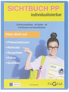 PAGNA 21013-13 Sichtbuch A4 PP School mit Fronttasche hellblau