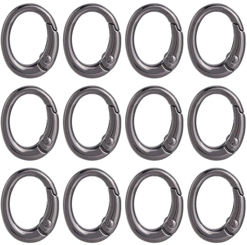 SUNNYCLUE 1 scatola Da 32 pezzi Anelli Ovali A Molla Neri Piccoli Ganci A Scatto Rotondi Placcati In Lega metallicas Fibbie per La Creazione di Gioielli Borse Portachiavi Accessori per L'Artigianato D