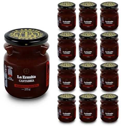 LA ERMITA MermeFruta de Fresa, Compota Estilo Mermelada con 80% Fruta, Sabor Natural y Sin Conservantes, Tarro de Vidrio 275 g (Pack 12 unidades)