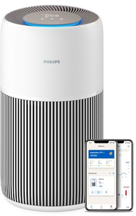 Philips Luftreiniger 2200 Series, HEPA NanoProtect + Aktivkohlefilter, CADR 400m³/h für 104m², Allergiker, Ultra-leise, Intelligenter und langlebiger Filter (AC2210/10)