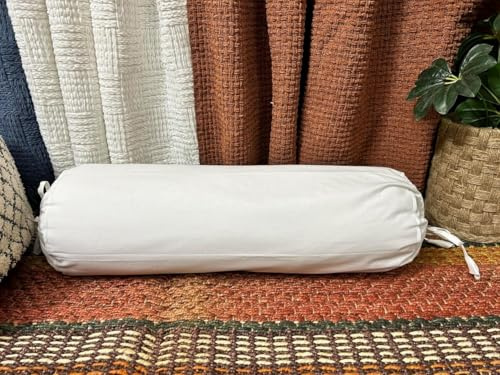 Saffron Handicrafts Housse de traversin en coton pour soutien du cou et du dos – 40 cm x 15 cm | Idéal pour les traversins de yoga | Doux et doux pour la peau (blanc)