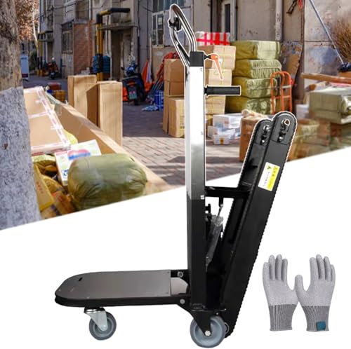 Carretilla Sube Escaleras con Orugas para Transportar Electrodomésticos, Plataforma Eléctrica, Motor Sin Escobillas De 500 W, Carga Máxima De 260 KG, Incluye Un Par De Guantes