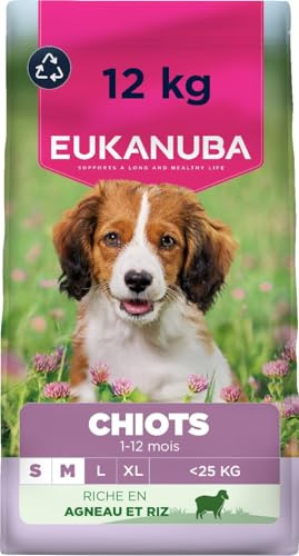 Eukanuba Lamm och ris valpfoder för små och medelstora raser, premium torrfoder för unga hundar, 12 kg