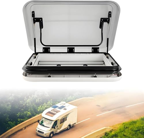COAKUE Fenêtre de Toit pour Caravane avec éclairage LED, puits de lumière pour Caravane, découpe pour Trappe de Toit, revêtement Acrylique Anti-UV, pour Caravane et remorque 19.7x19.7Inch