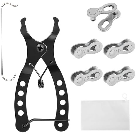 UIHRLM 11 Speed Quick Link 5 Pairs, Reusable Quick Release Bike Chain with Dismantling/Installation Tool and Storage Bag, Link Bike Connector Accessories for 11-Speed Chains Mountain Road Bikes