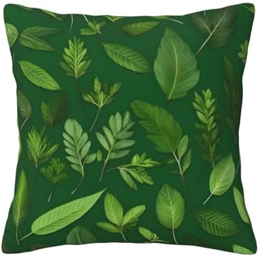 MyPiky - Herbal Leaf Print Square Throw Pillow Covers Sofa Bedroom Office Living Room
