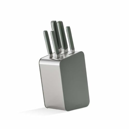 BergHOFF Home Bloc à couteaux avec couteaux - Set Couteau Cuisine avec bloc - Ensembles de Couteaux de Cuisine - Couteau de cuisine tranchants (Khaki, 6 pièces)
