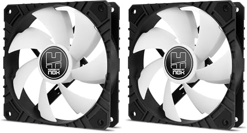 NOX XTREME PRODUCTS H-FAN PRO -NXHUMMERHFANPROWN- Ventilador para Caja PC 120mm, funcion PMW, 7 aspas, rodamientos hidráulicos, diseño silencioso optimizado, esquinas soporte goma, Blanco Pmw