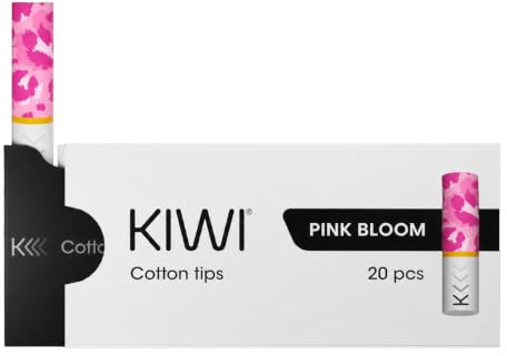 KIWI Ricambi, Tips Ufficiali in Cotone per Sigaretta Elettronica KIWI, Pacchetto da 20 (Pink Bloom) - No E-Liquid, No nicotina