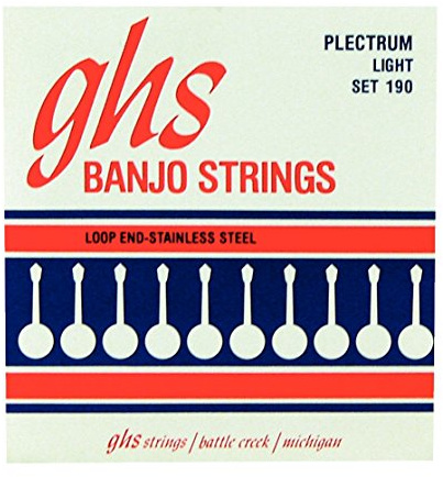 GHS 160 - Banjo String Set, 4-String, Loop End, Light, .011-.026, for Plectrum Playing