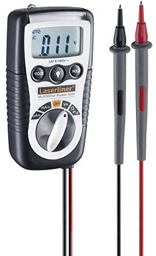 LASERLINER - MultiMeter-Pocket - Multimeter - Spannungs- und Strommessung - CAT III 1000V - Vollgeschützt - Hohe Qualitätsgenauigkeit - Eingebaute Taschenlampe - Robust und praktisch, Schwarz