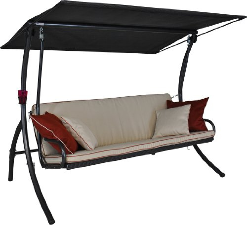 ANGERER Hollywoodschaukel Elegance Style Creme | Gartenschaukel Made in Germany, Schaukel zum Sitzen, Liegen und Entspannen, inklusive Bett-Funktion, einfache Montage