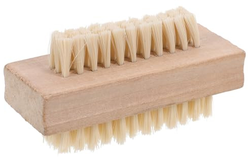 Healifty Wooden Nail Brush Double Sided Hand Nail Bristle Scrub Cleaning Brush for Manicure Toe Fingernail Adult Kids