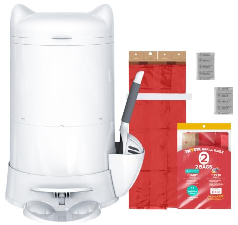 RedRocket XL - Secchio per lettiera per gatti Multi Kitty Twist'R, sistema di smaltimento della lettiera con simpatica lettiera a gradino con tecnologia brevettata senza odori (Kitty, capacità 8L)